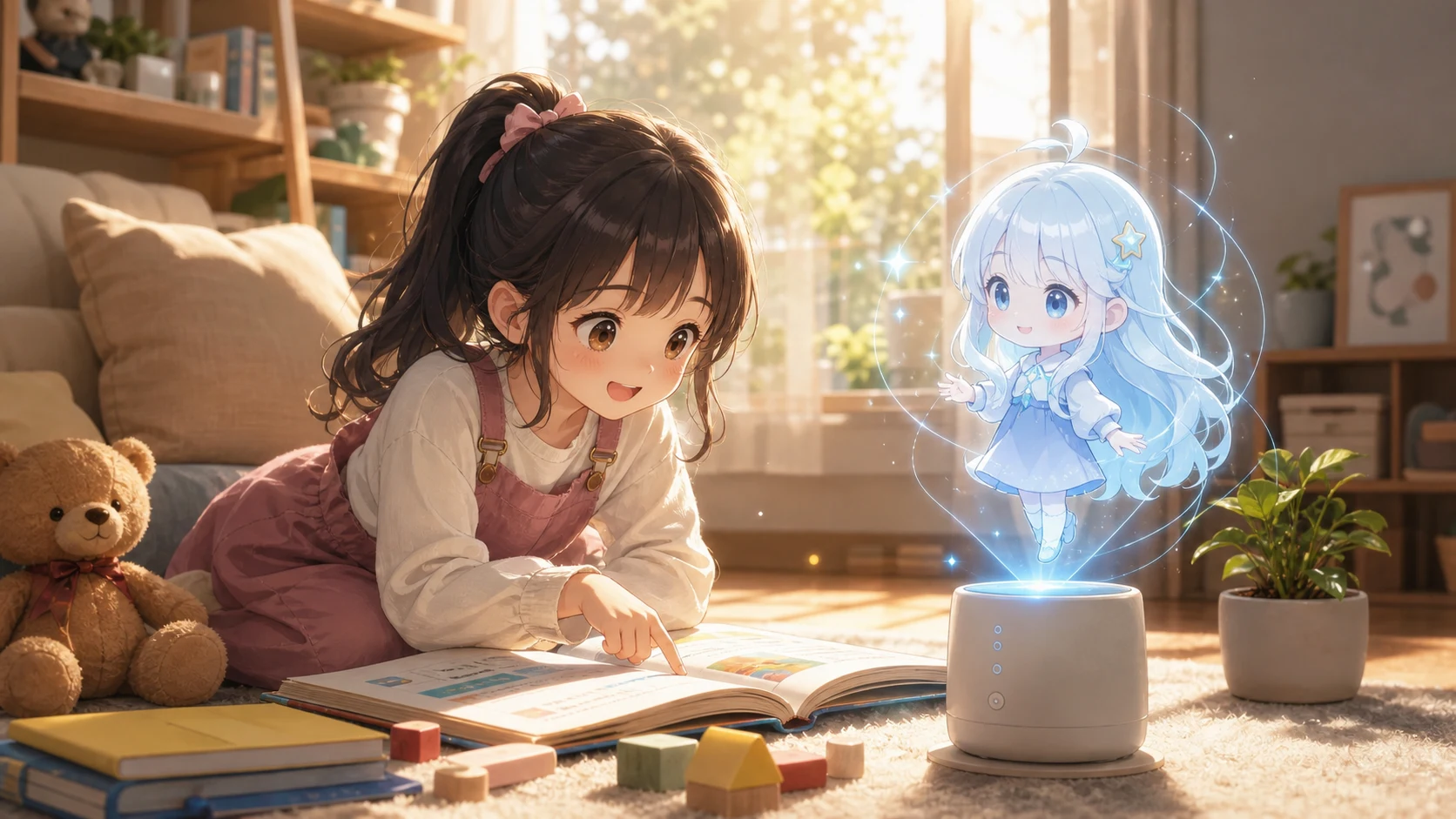 孩子与 AI 伙伴互动学习